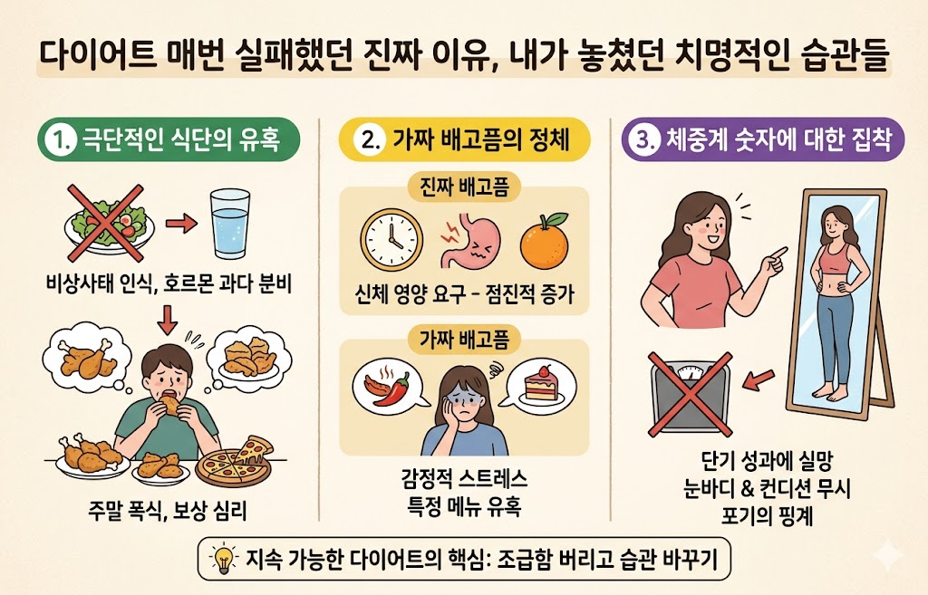 다이어트 매번 실패했던 진짜 이유, 내가 놓쳤던 치명적인 습관들