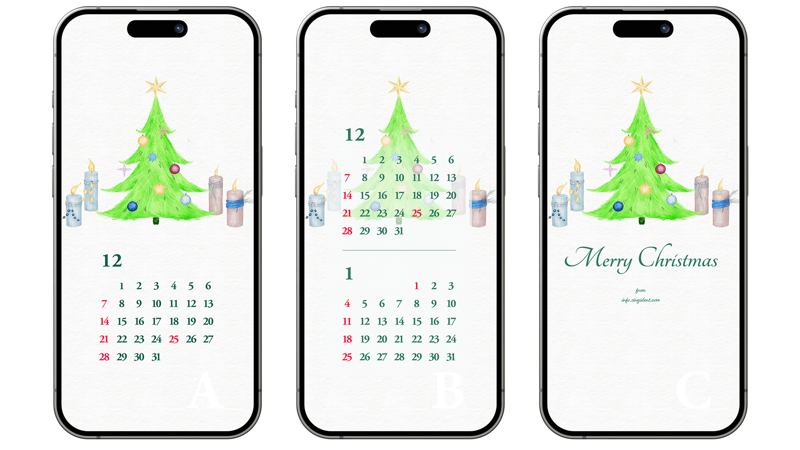 04 크리스마스트리 일러스트 ABC - 2025년12월 아이폰배경화면