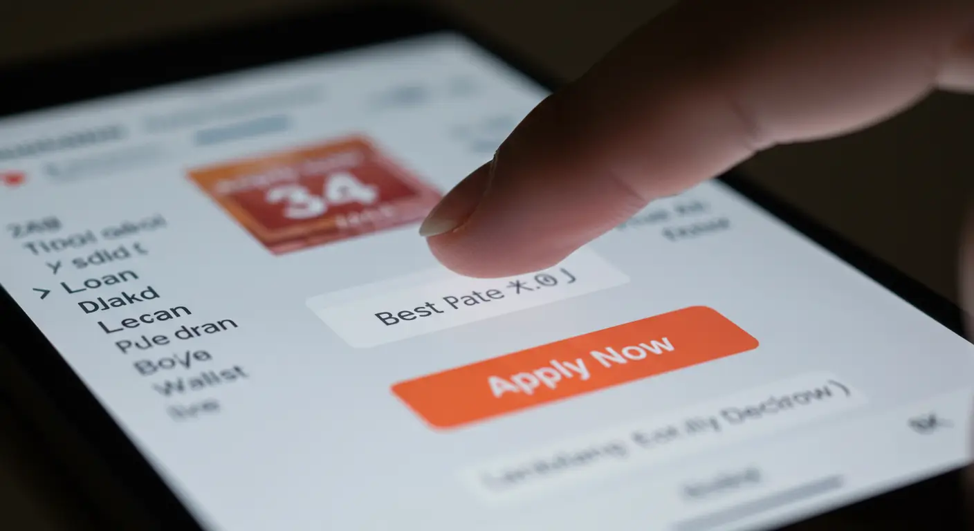 스마트폰의 주택담보대출 최저금리 비교 서비스를 통해 대환대출을 신청하는 모습