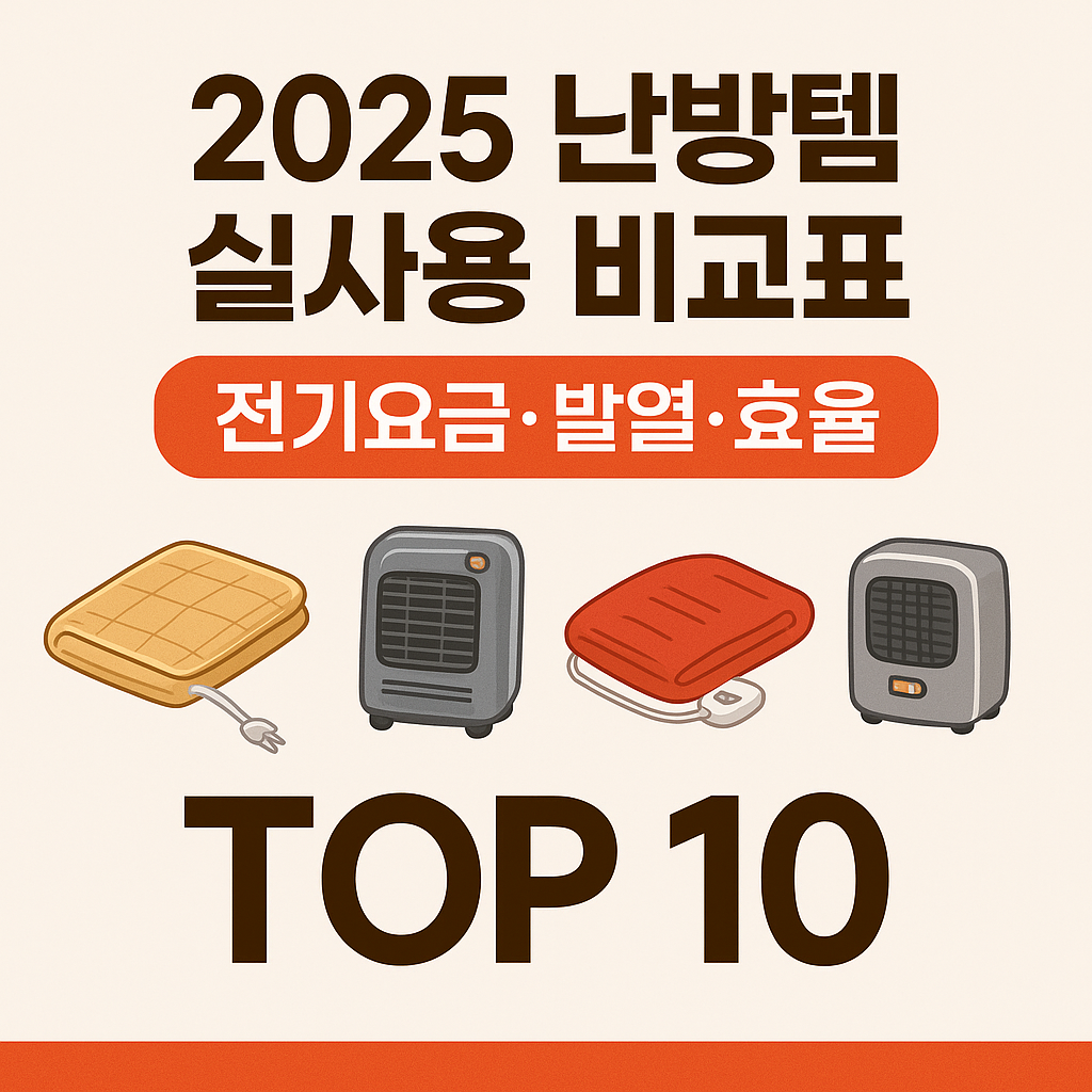 🔥 2025 난방템 실사용 비교표|전기요금·발열·효율 ‘직접 써본 차이’
2025난방템비교,난방템추천,겨울난방비절약,전기요전기매트비교,난방효율비교,전기요금절약방법,겨울가성비템,발난로추천,온풍기전기요금,생활비절약팁
