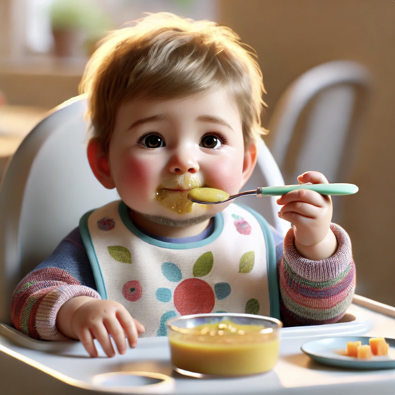 이유식 먹는 아기