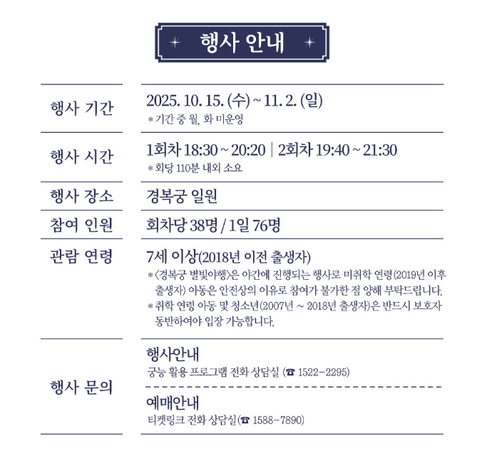 2025 경복궁 별빛야행 예매