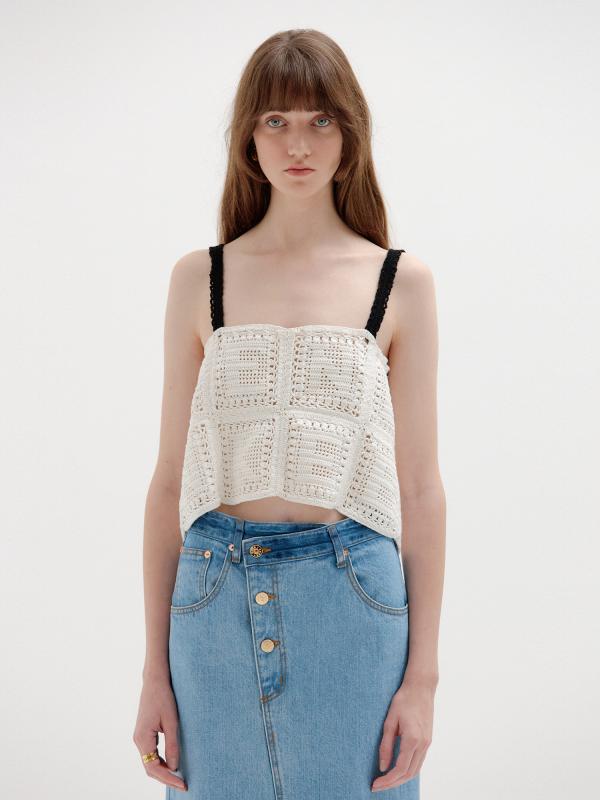 SPEN Handmade Lettered Knit Top - White
