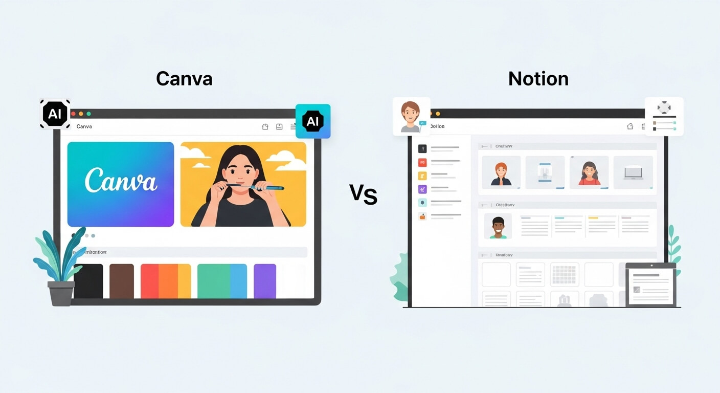 Canva vs Notion 포트폴리오 (AI 활용성, 디자인 차이)