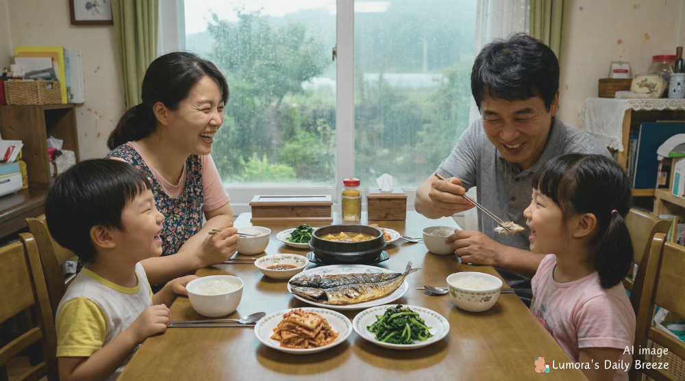 한국인의 식단은 이미 해조류와 생선을 통해 충분한 오메가3를 공급받고 있습니다. 지중해 식단이 건강하다고 알려진 이유는 올리브오일 때문이 아니라 요구르트, 샐러드, 통곡물 등 전체적인 식단 구성이 균형 잡혀 있기 때문 : 이해를 돕기위한 한국의 일반 가정 식사 모습이미지.