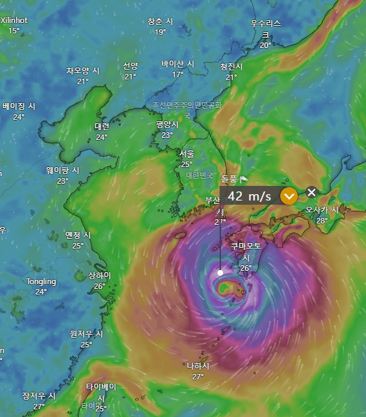 6호태풍카눈예상경로