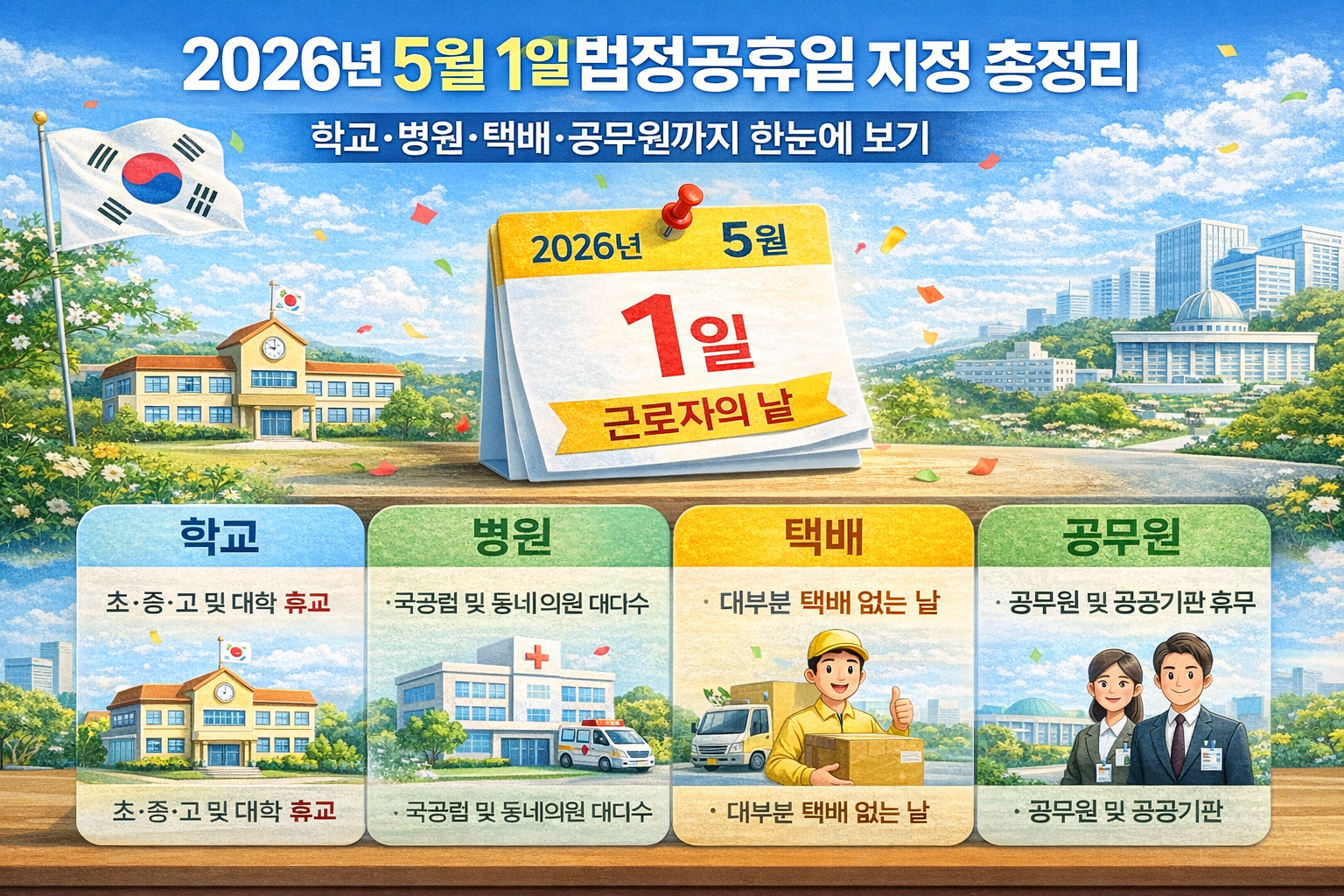2026년 5월 1일 법정공휴일 지정 총정리 학교·병원·택배·공무원까지 한눈에 보기