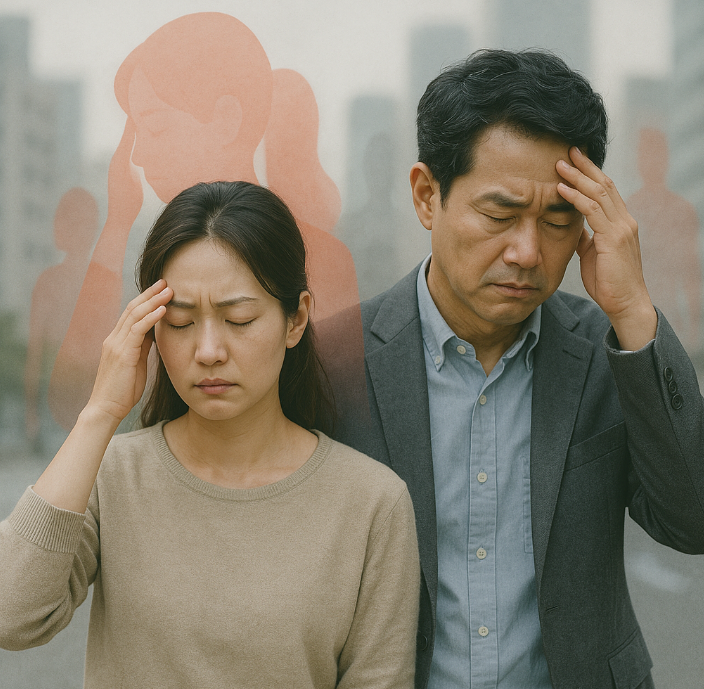 mental_fatigue_asian_man_woman_city