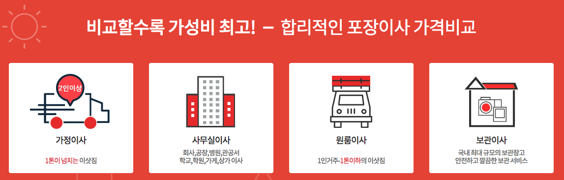 포장이사 업체 추천 견적 받은 회사들