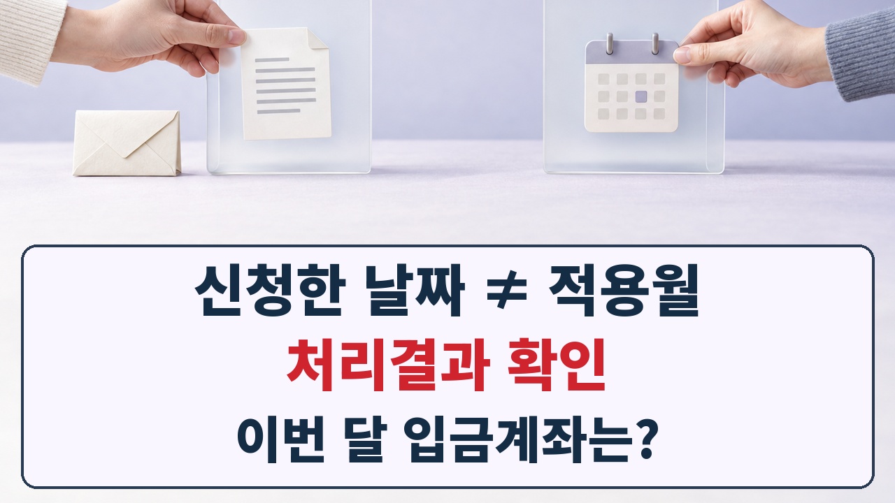 국민연금 계좌변경의 신청 상태와 실제 적용월을 구별하는 안내