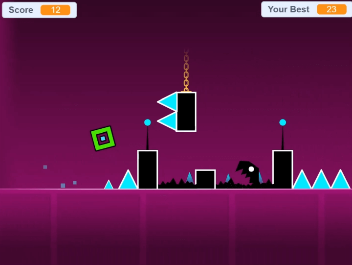 지오메트리대쉬-PC판-플래시게임-플레이-장애물을-피해-점프하는-화면