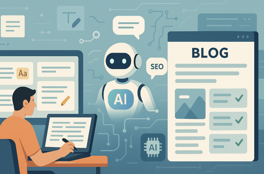 "AI로 완성도 높이는 블로그 편집 노하우" 묘사 이미지