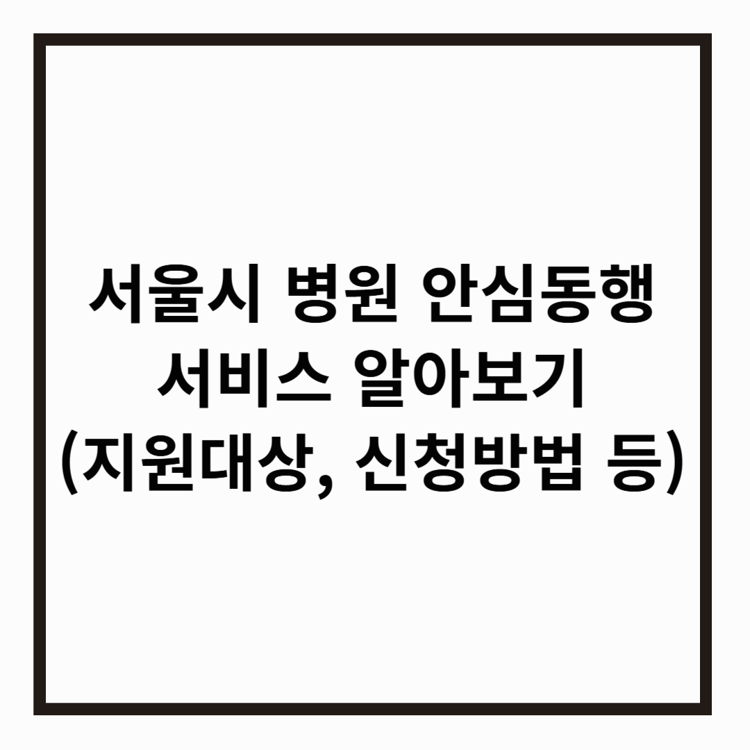 서울시 병원 안심동행서비스 사업 알아보기