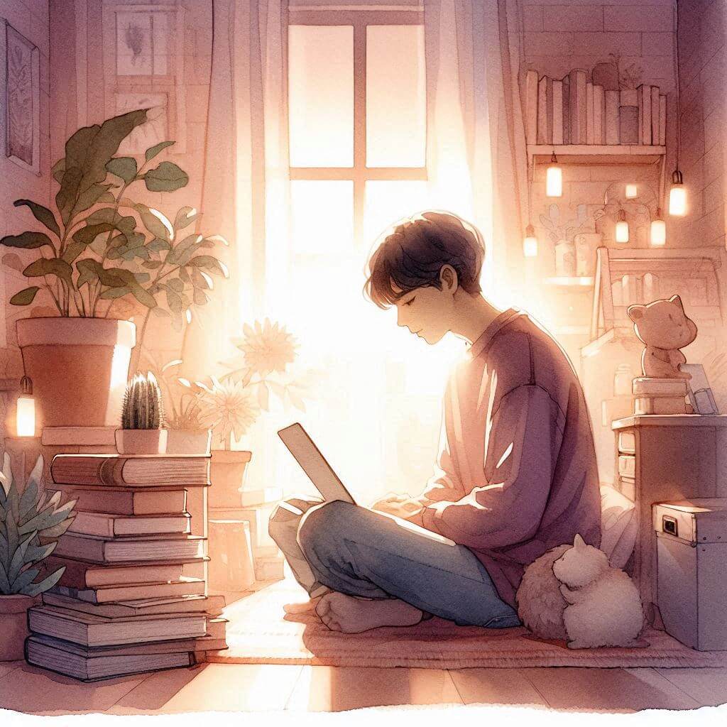 챗팅 하고 있는 남자사진