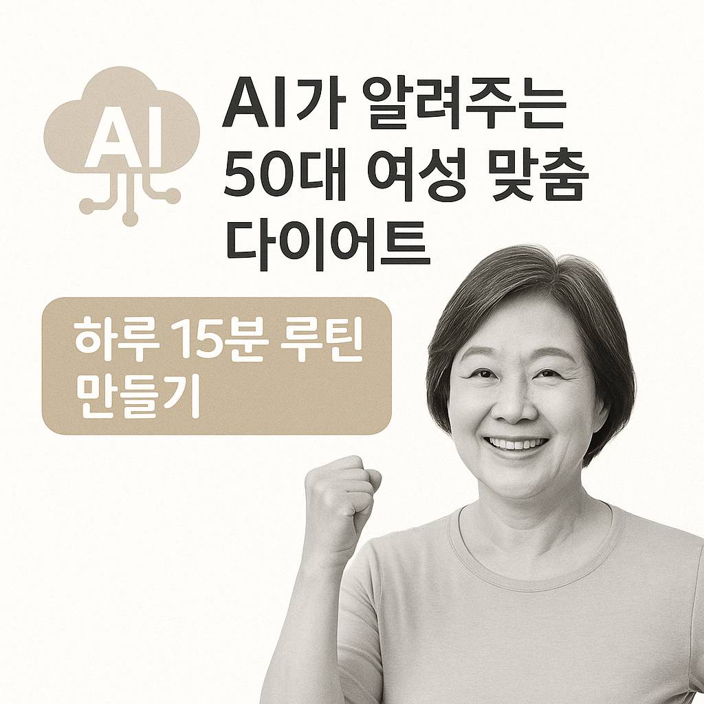 AI가 알려주는 50대 여성 맞춤 다이어트 - 하루 15분 루틴 실천을 위한 건강한 중년 여성의 이미지