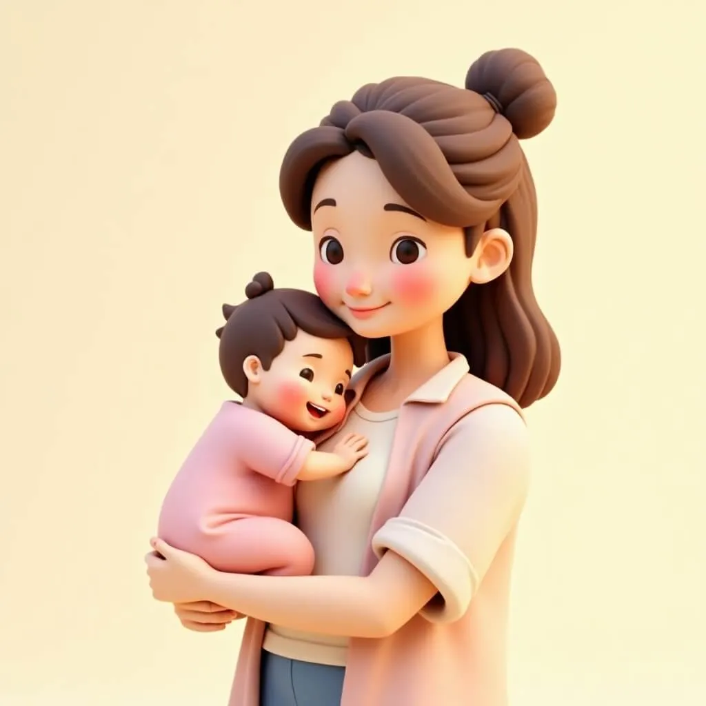2026년 국민연금 개편 출산 크레딧 첫째 자녀 혜택을 나타내는 3D 일러스트. 엄마가 아기 한 명을 따뜻하게 안고 있는 모습으로 첫째 출산 시 가입기간 12개월 추가 인정 혜택이 새롭게 신설되었음을 시각화하며, 기존 둘째부터 지원하던 출산 크레딧이 2026년 1월부터 첫째부터 확대 적용됨을 표현