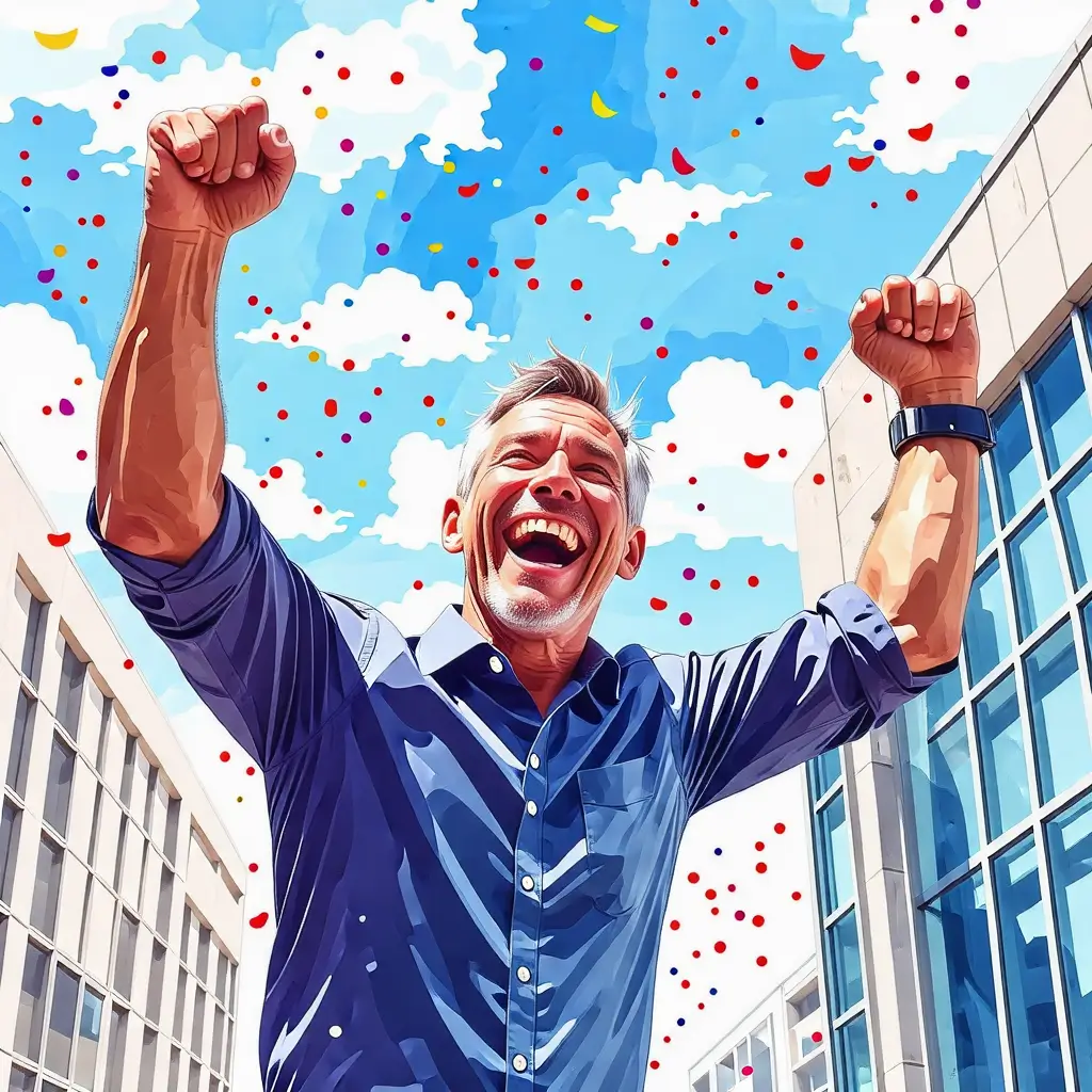 기쁘게 활짝 웃는 중년남성