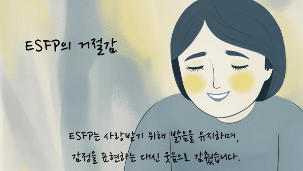 ESFP는 사랑받기 위해 밝음을 유지하며, 감정을 표현하는 대신 웃음으로 감췄습니다에 관한 그림