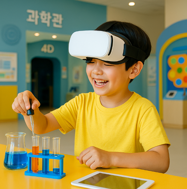 과학관 체험하는 초등학생