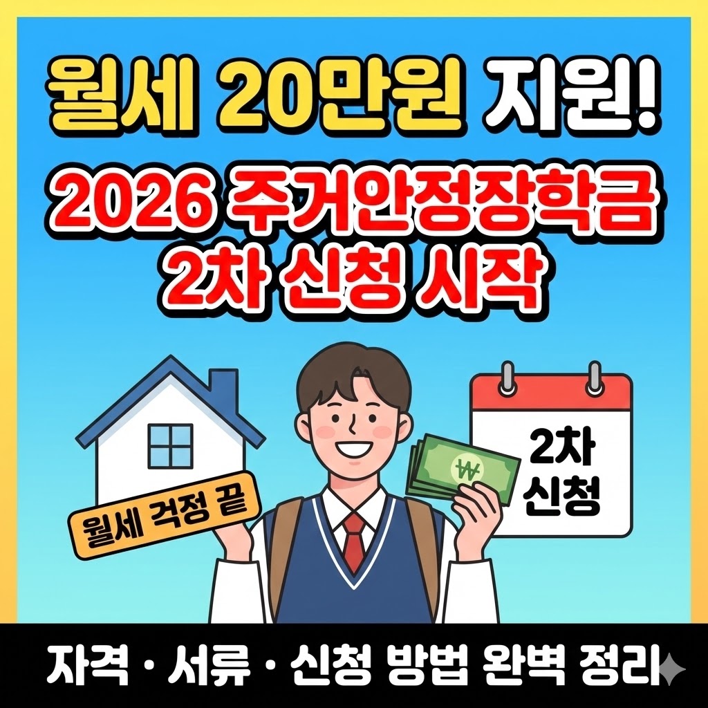 2026년 주거안정장학금 2차 신청 일정 및 월 최대 20만 원 지원 혜택 요약