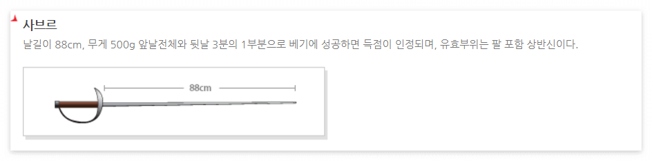 사브르 무기 특징
