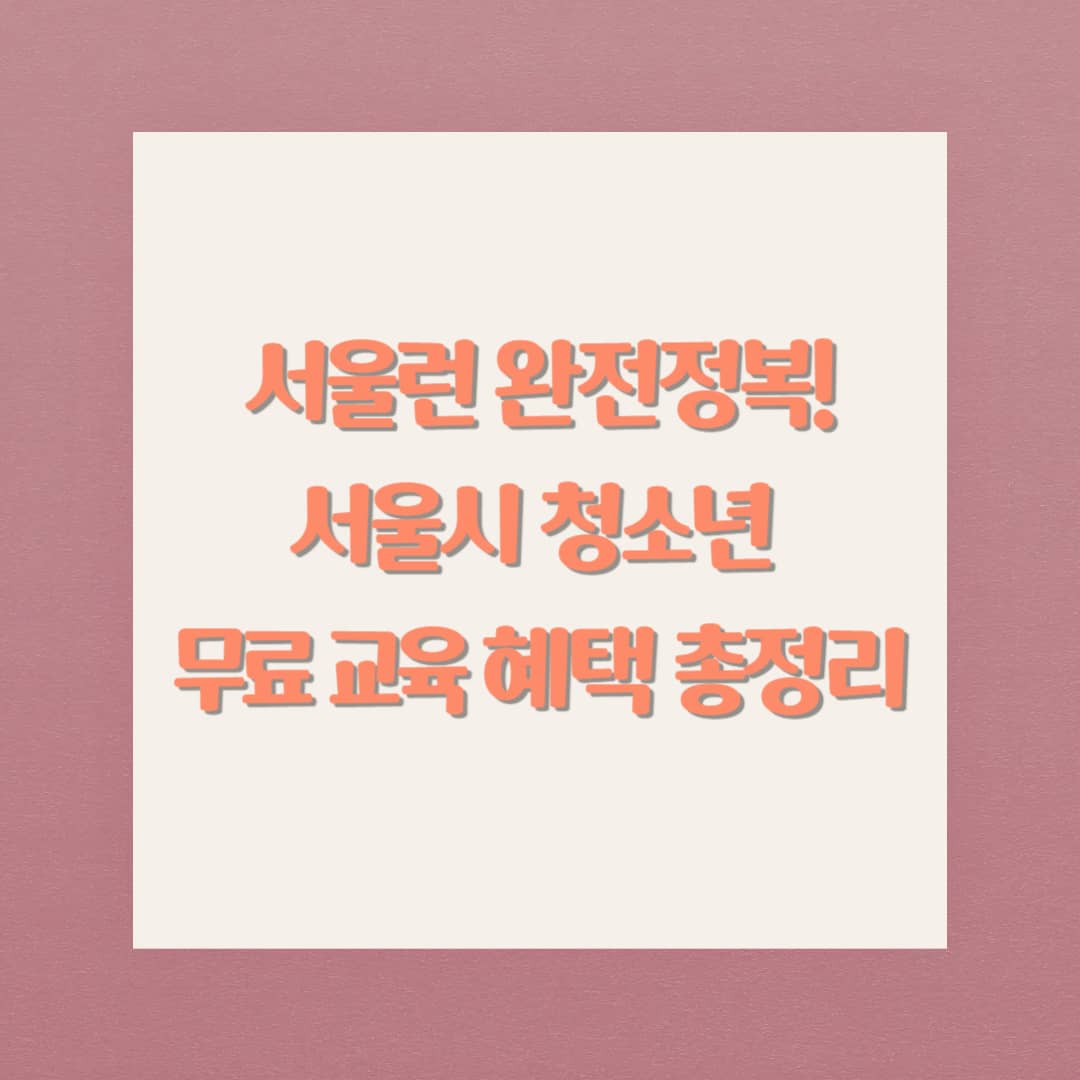 서울런 완벽 가이드|지원 대상부터 신청 방법