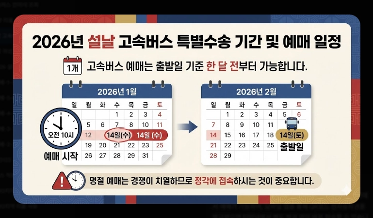 설날 고속버스 요금(일정,정책)(2026년+수수료)