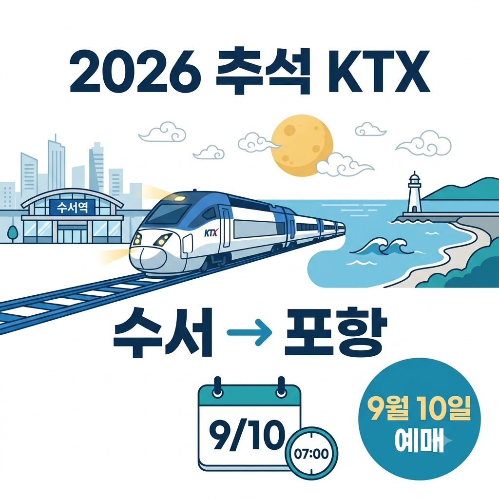 2026 추석 수서 포항 KTX 예매일 9월 10일 일정 안내 이미지