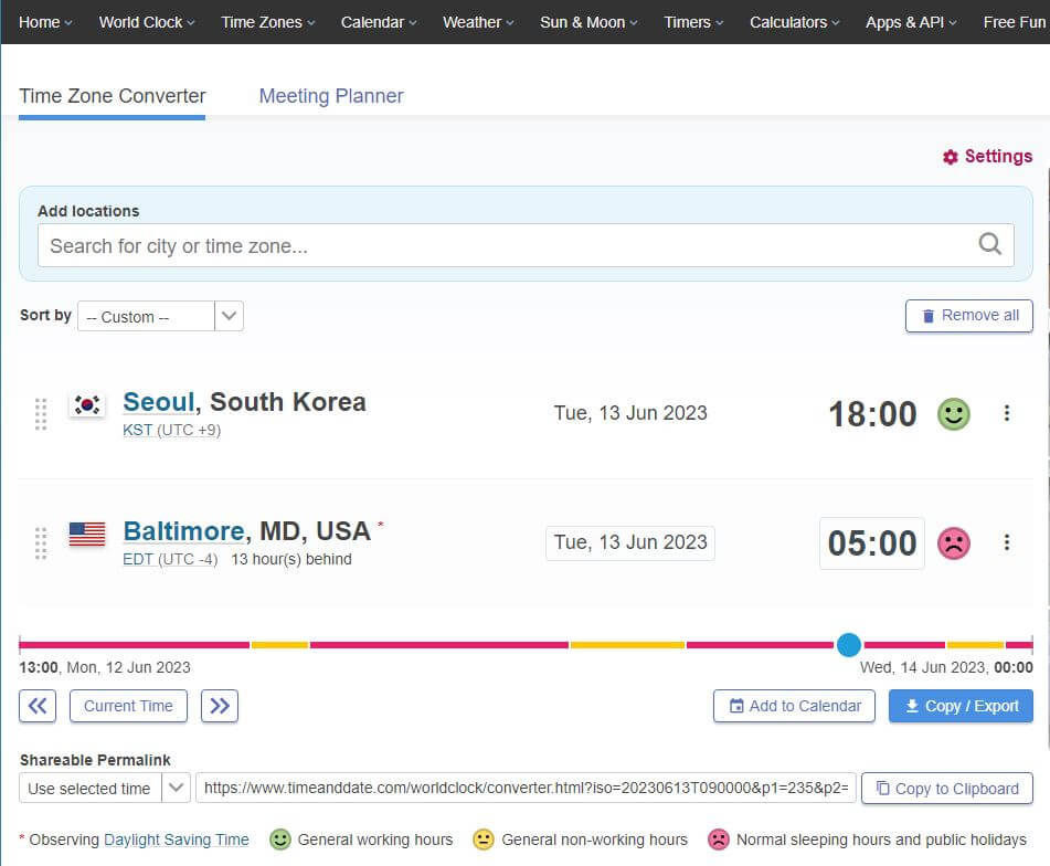 Time zone converter website