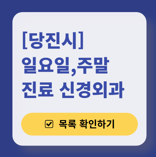 당진시 주말 진료 신경외과 목록 ❘ 토요일&middot;일요일&middot;공휴일 진료 병원 (어지럼증, 두통, 손발저림, 디스크)