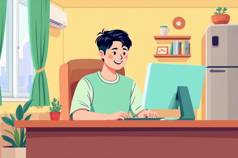 고효율 가전제품 환급 신청 중인 남성