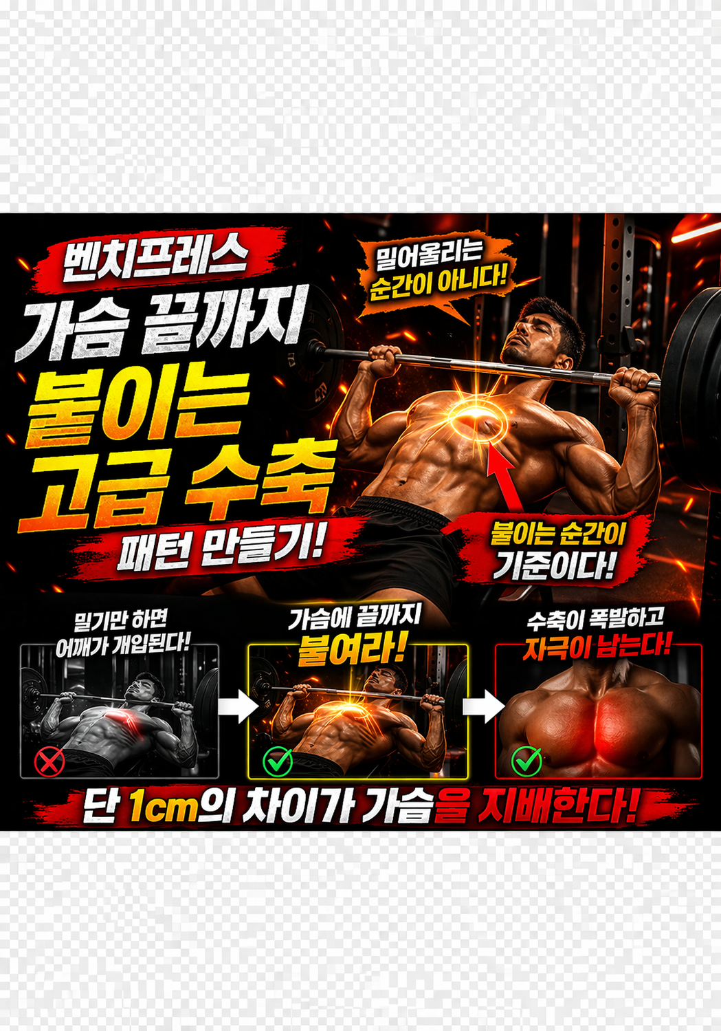벤치프레스에서 가슴 끝까지 붙이는 고급 수축 패턴 만들기