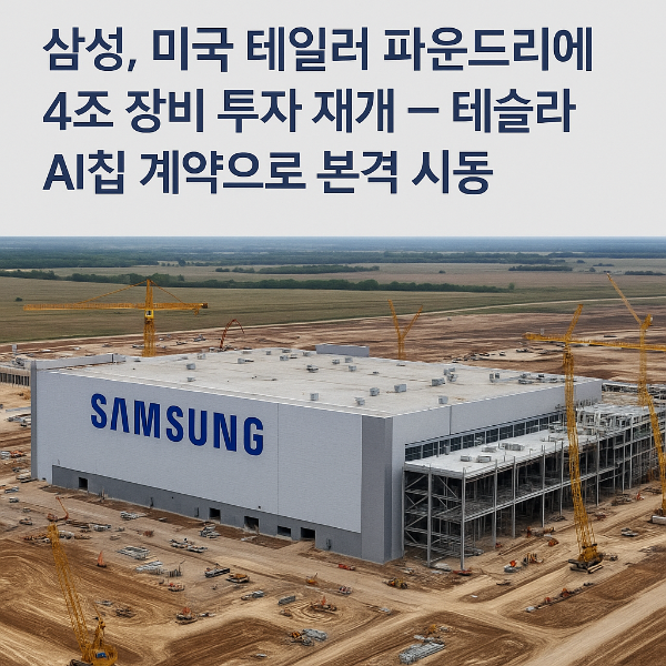 삼성, 미국 테일러 파운드리에 4조 장비 투자 재개 – 테슬라 AI칩 계약으로 본격 시동