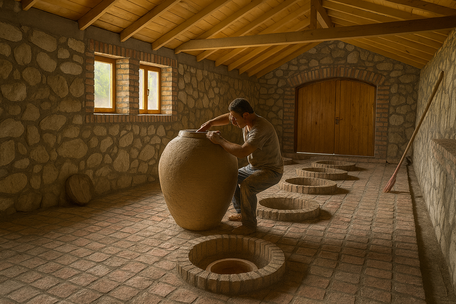 땅속에 묻힌 크베브리 항아리