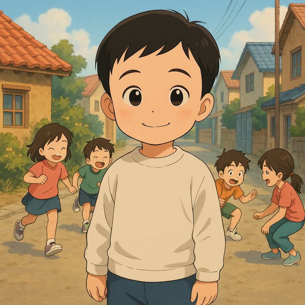 내 어린 시절 사진을 애니메이션 스타일로 변환해줘. 배경은 고향 마을 풍경으로 해줘, 옛날 사진도 새롭게! ChatGPT로 사진 변환하는 법 알려드려요