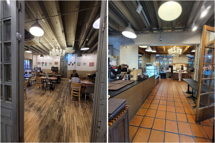 카페 내부와 카운터 앞 통로