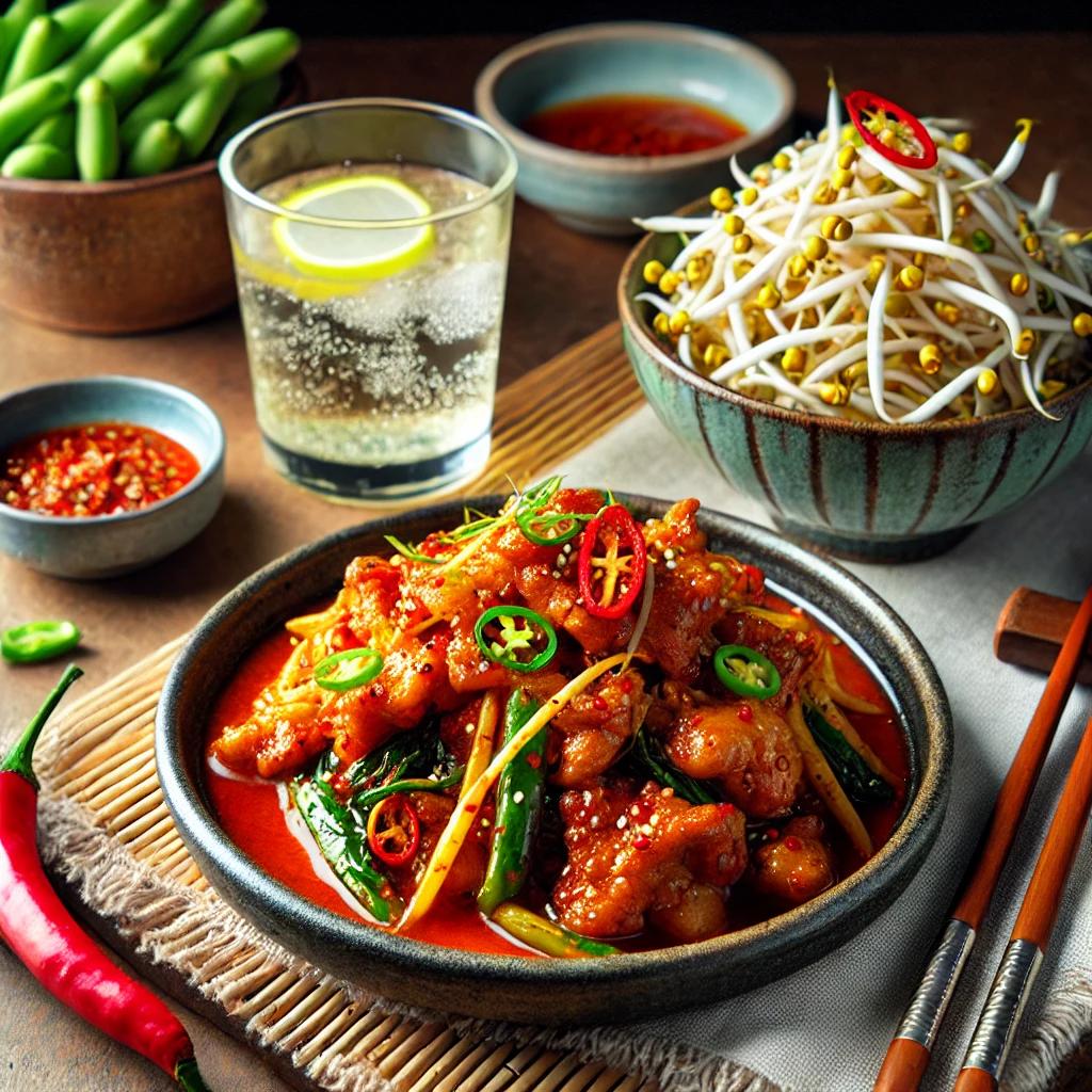 소주 안주로 좋은 제육 콩나물찌개