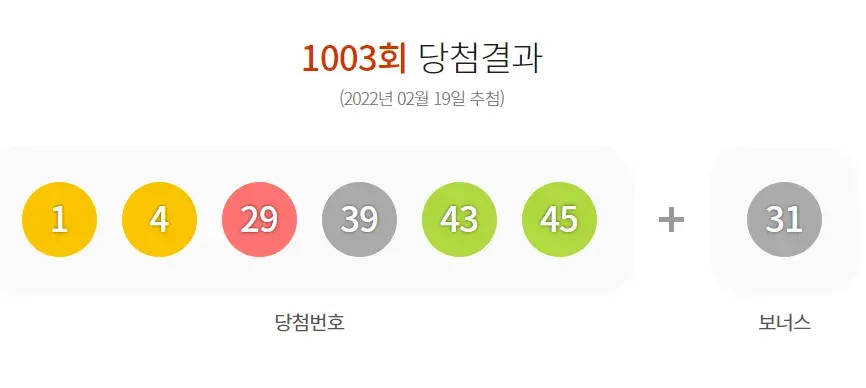 1003회 로또 당첨 번호