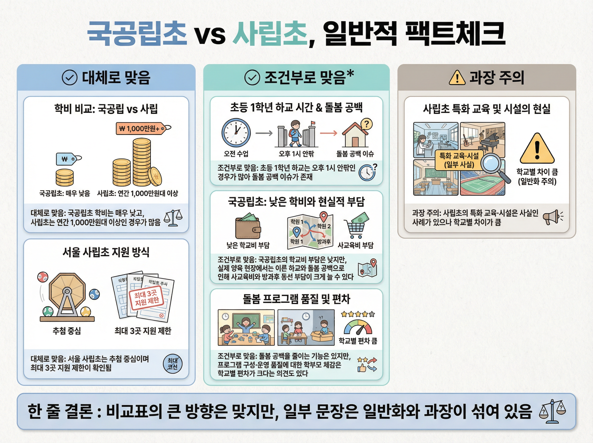 국공립초등학교과 사립초등학교의 차이점 팩트체크