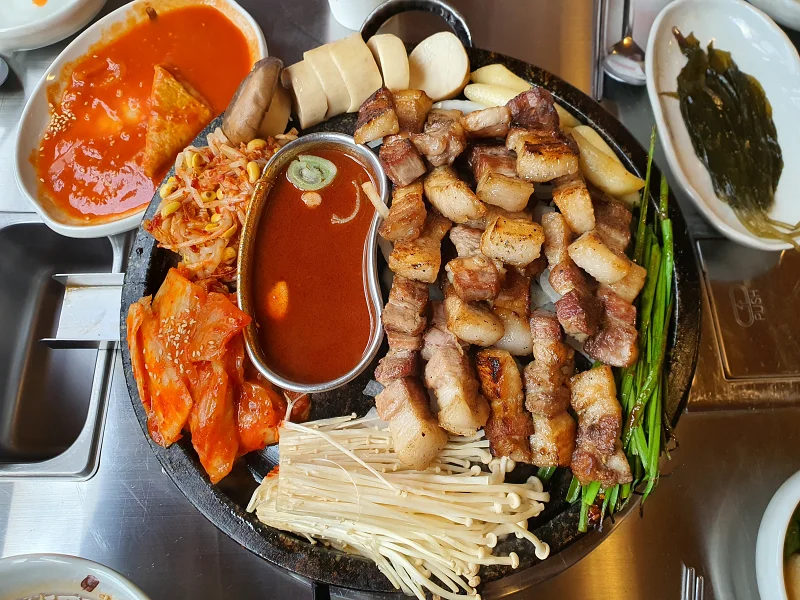 통삼겹 한판구이