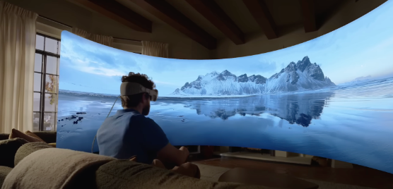 비전 프로로 영화를 보는 사진