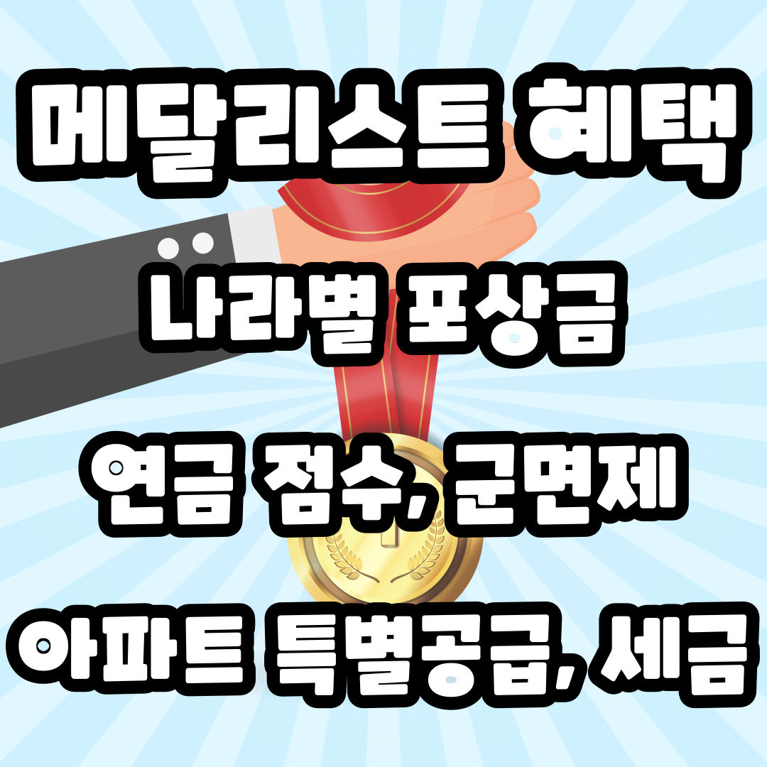 금메달 나라별 연금 포상금 군면제 혜택