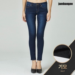 잠뱅이 여성 기본 워싱 기모 스키니 데님 JI9DSN84-DB