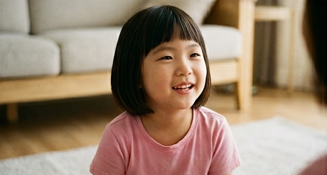 아이가 다시 웃으며 도전하는 모습