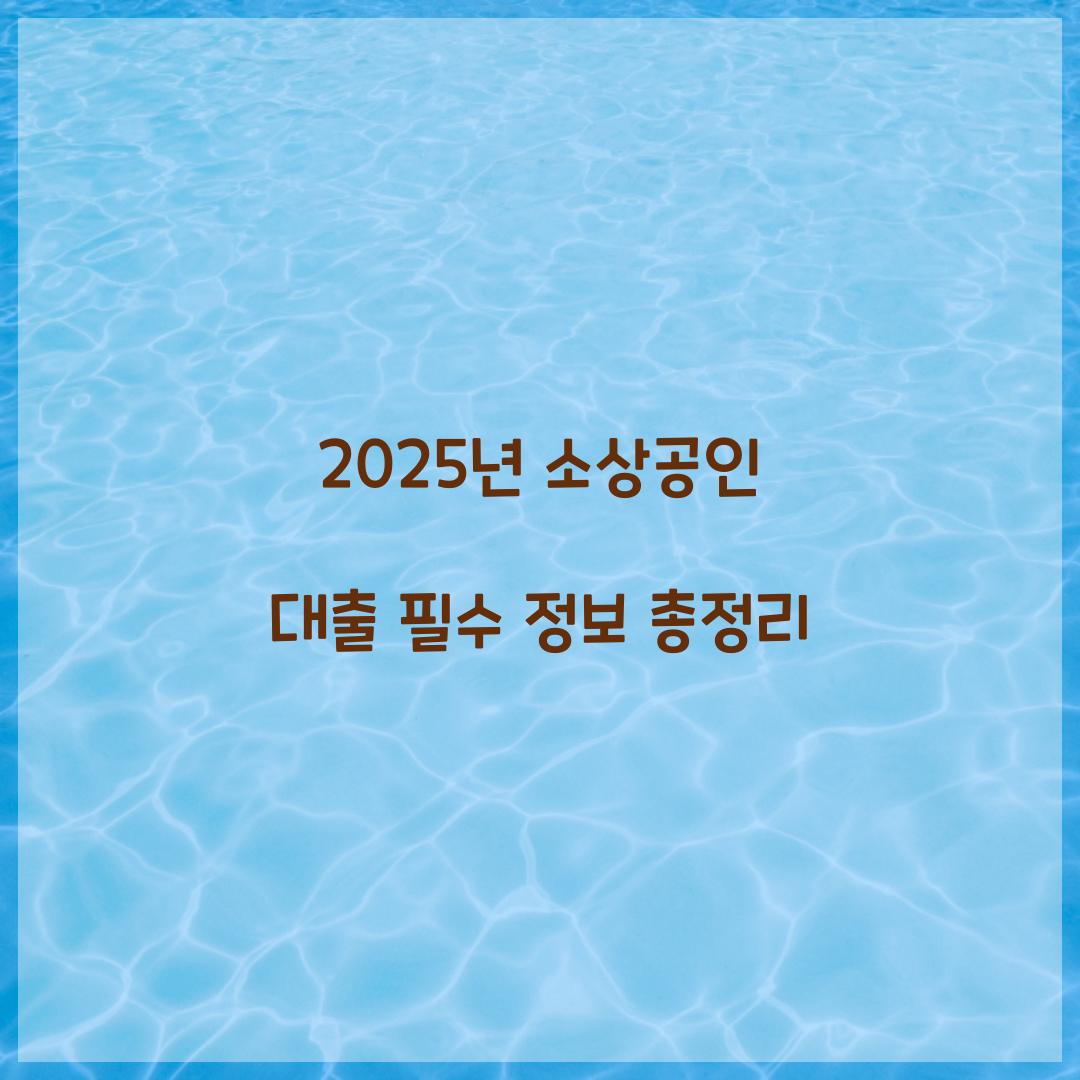 2025년 소상공인 대출