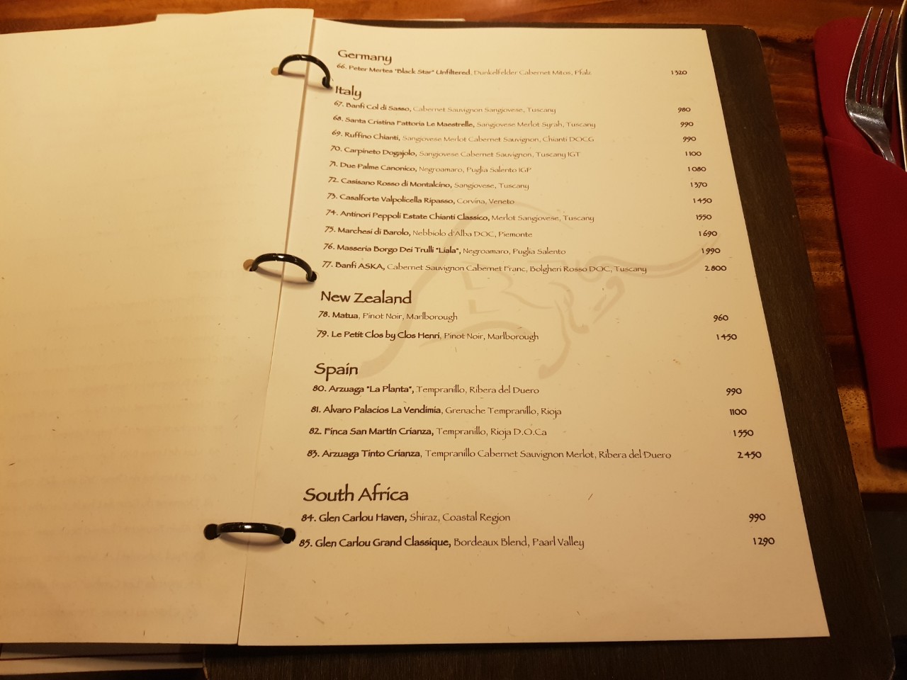 호치민 1군 스테이크 전문점 B3 Steakhouse & Craft Beer 와인 메뉴(4)
