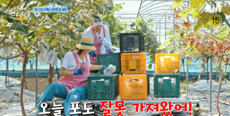 tvN 예능 언니네 산지직송 11화 염정아 스타일링 모자 제품 정보. 베이지색 모자에 청록색 띠가 포인트인 라피아 햇.