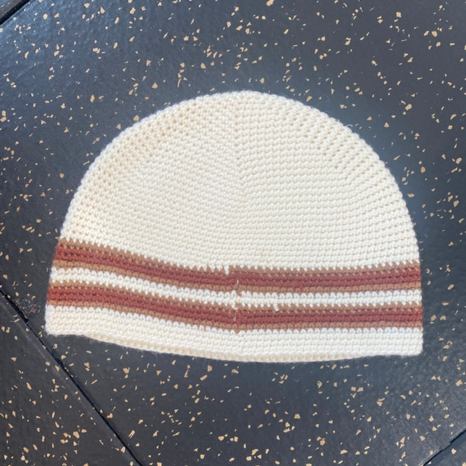 루오에스펙(LUOESPAC) 울 니트햇 니트비니 버킷햇 벙거지 스트라이프 사파리햇 아이보리 베이지