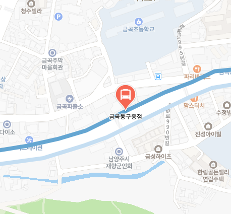 금곡동구종점에서 인천공항 리무진 공항버스(8843번) 지도 위치