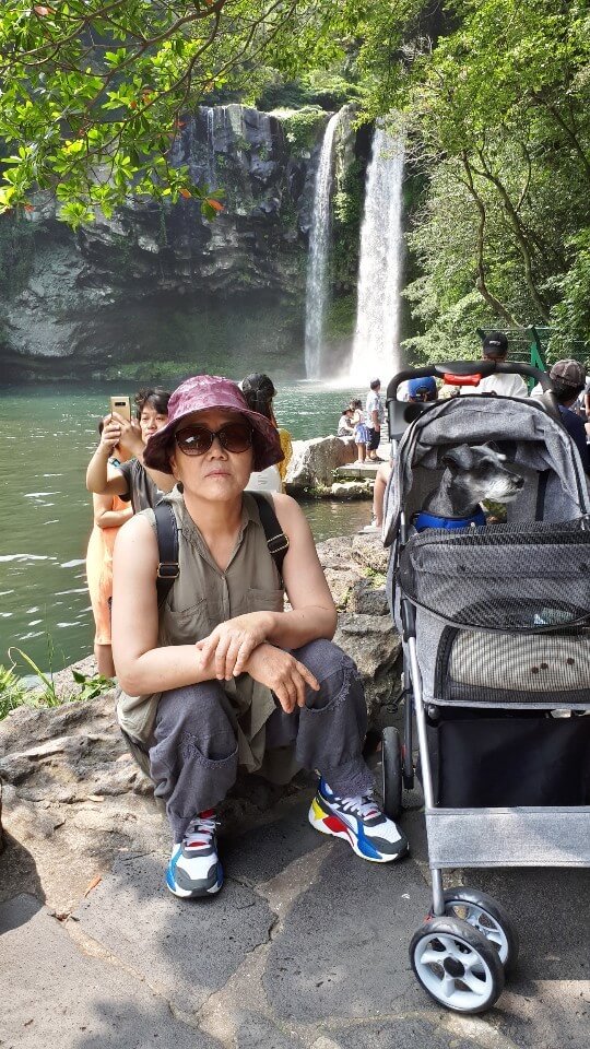 천제연폭포 앞에서